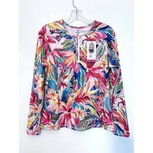 Hurley Ladies Rash Guard Floral 1/4 Zip Size Medium